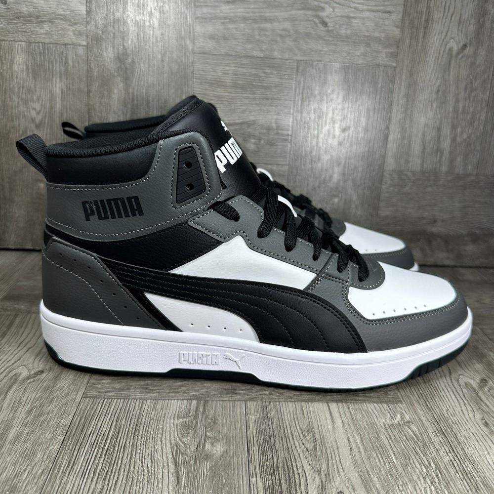 Puma Rebound LayUp Sneaker High Top Mens 12 Black White Grey 386437-08 NEW